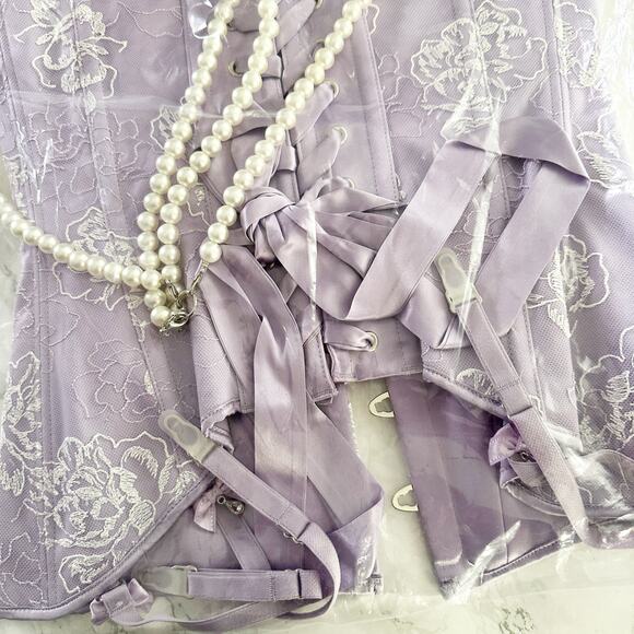 Scarlett Gasque Petunia Pearl Corset Size 34D/DD & Knicker Panty Size Small NEW - Picture 9 of 12